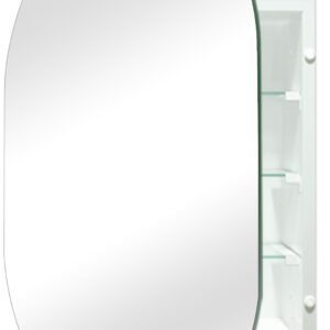 HESONTH Bathroom Medicine Cabinet with 20"x30" Frameless Mirror, Oval Frameless Mirror Cabinet,Wall Mounted Cabinet for Bathroom Toilet Kitchen,Recess or Surface Mount Installation