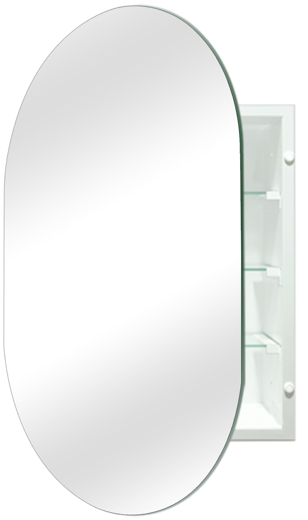 HESONTH Bathroom Medicine Cabinet with 20"x30" Frameless Mirror, Oval Frameless Mirror Cabinet,Wall Mounted Cabinet for Bathroom Toilet Kitchen,Recess or Surface Mount Installation