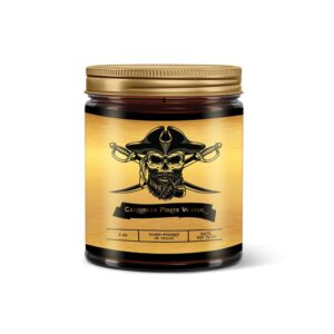 fantaswick's caribbean pirate waters candle | 100% natural coconut soy wax & cotton wick in amber candle jar | hand-poured in texas | 9oz