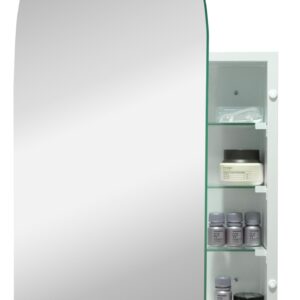 HESONTH Arched Medicine Cabinets with Frameless Mirror, Wall Mounted Bathroom Medicine Cabinet, Bathroom Mirrored Cabinet with Storage, 24x36 Inches Vanity Mirrors with Storage Cabinet