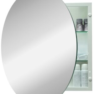 HESONTH Medicine Cabinet Round 28 Inch x 28 Inch Bathroom Cabinet Mirror, Circular Storage Cabinet Round Frameless Mirror Cabinet with Surface Mounted