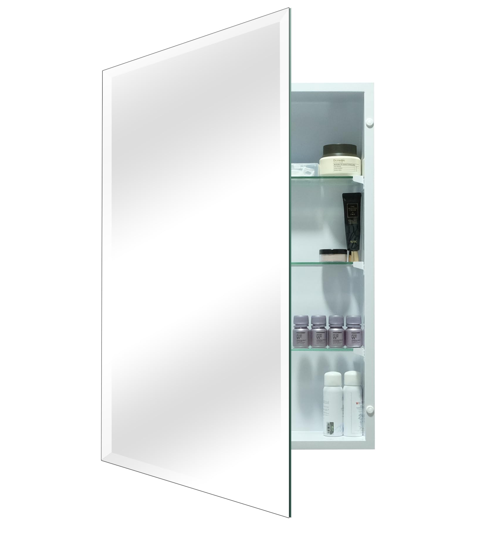 HESONTH Bathroom Medicine Cabinet with 16"x26" Frameless Mirror, Rectangular Beveled Frameless Mirror Cabinet,Wall Mounted Cabinet for Bathroom Toilet Kitchen,Recess or Surface Mount Installation