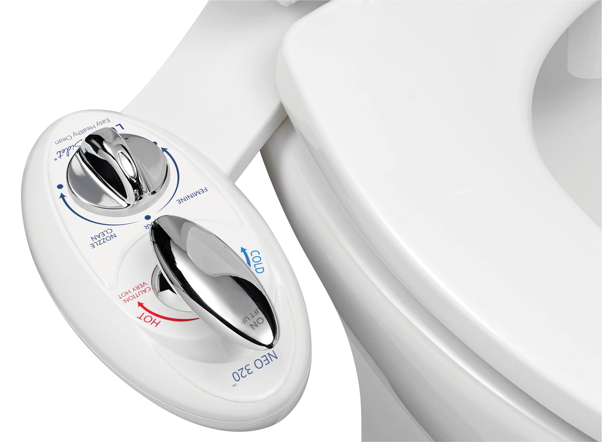 LUXE Bidet NEO 320 - Self Cleaning Dual Nozzle - Hot and Cold Water Non-Electric Bidet Toilet Attachment& NEO 120 - Self Cleaning Nozzle - Fresh Water Non-Electric Bidet Toilet Attachment