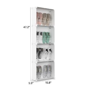 MAGINELS 4-Tier Slim Shoe Rack Organizer,Thin Shoe Storage for Closet,Hidden Shoe Cabinet for Small Spaces,Narrow Shelves for Wall Behind Door,Entryway,White