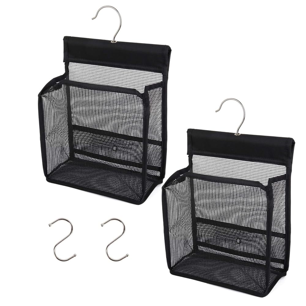 GGMOVE 2 Pack Hanging Mesh Shower Caddy College with Hooks, Bath Baskets Organizer Storage for College Dorm Rooms, Gym, Swimming and Travel