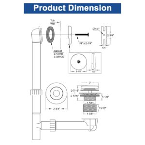 Anpean Brass Tip-Toe Bath Tub Drain Kit, Oil Rubbed Bronze Tub Drain and Overflow Kit with Single Hole