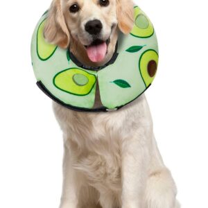 Dog Cone Collar for Small Medium Large Dogs for After Surgery, Pet Inflatable Neck Donut Collar Soft Protective Recovery Cone for Dogs and Cats - Alternative E Collar Does Not Block Vision - Green,L