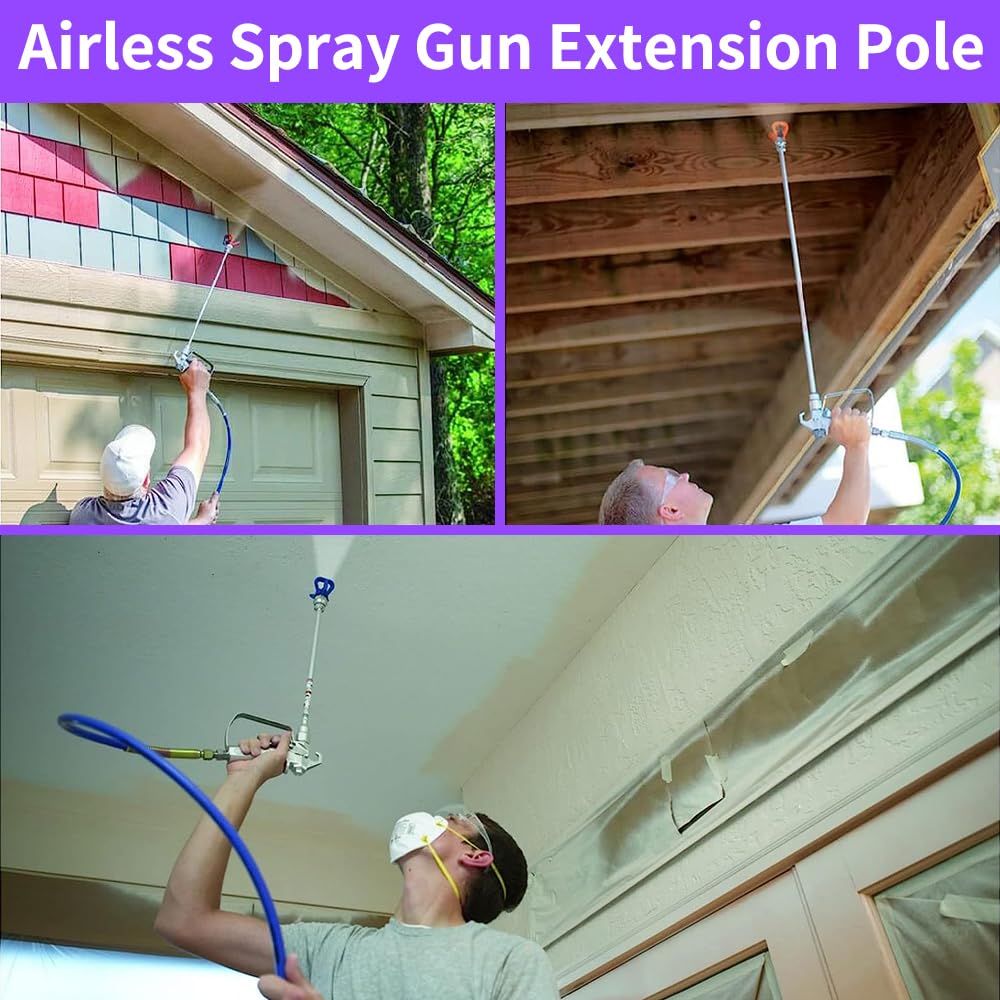 Spray freely 5-Piece Set of Extension Poles,Airless Spray Gun Tip Extensions,Airless Paint Sprayer Gun Tip Extension Pole,for Airless Paint Gun Wand (8in 12in 20in 30in 40in)