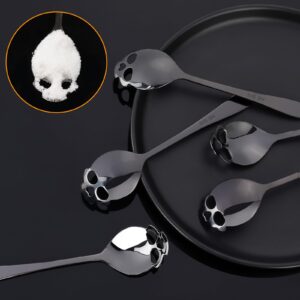 12 Pack Halloween Skull Teaspoons, 6-inch Black Gothic Skull Spoons, Stainless Steel Skull Coffee,Tea, Sugar Stirring Spoon for Halloween Coffee Bar Decor Sugar Dessert Spoons for Kitchen Accessories