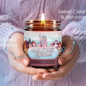 Fantaswick's Main Street Confections Candle | 100% Natural Coconut Soy Wax & Cotton Wick in Amber Candle Jar | Hand-Poured in Texas | 9oz