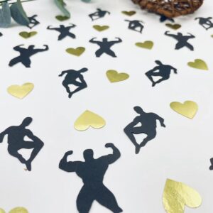 100 Pcs Male Dancers Glitter Table Confetti, Bachelorette Party Confetti Black and Gold Glitter Fiesta Confetti Bridal Shower Decor for Girls Night Out Pole Dance Party Confetti Decoration Supplies