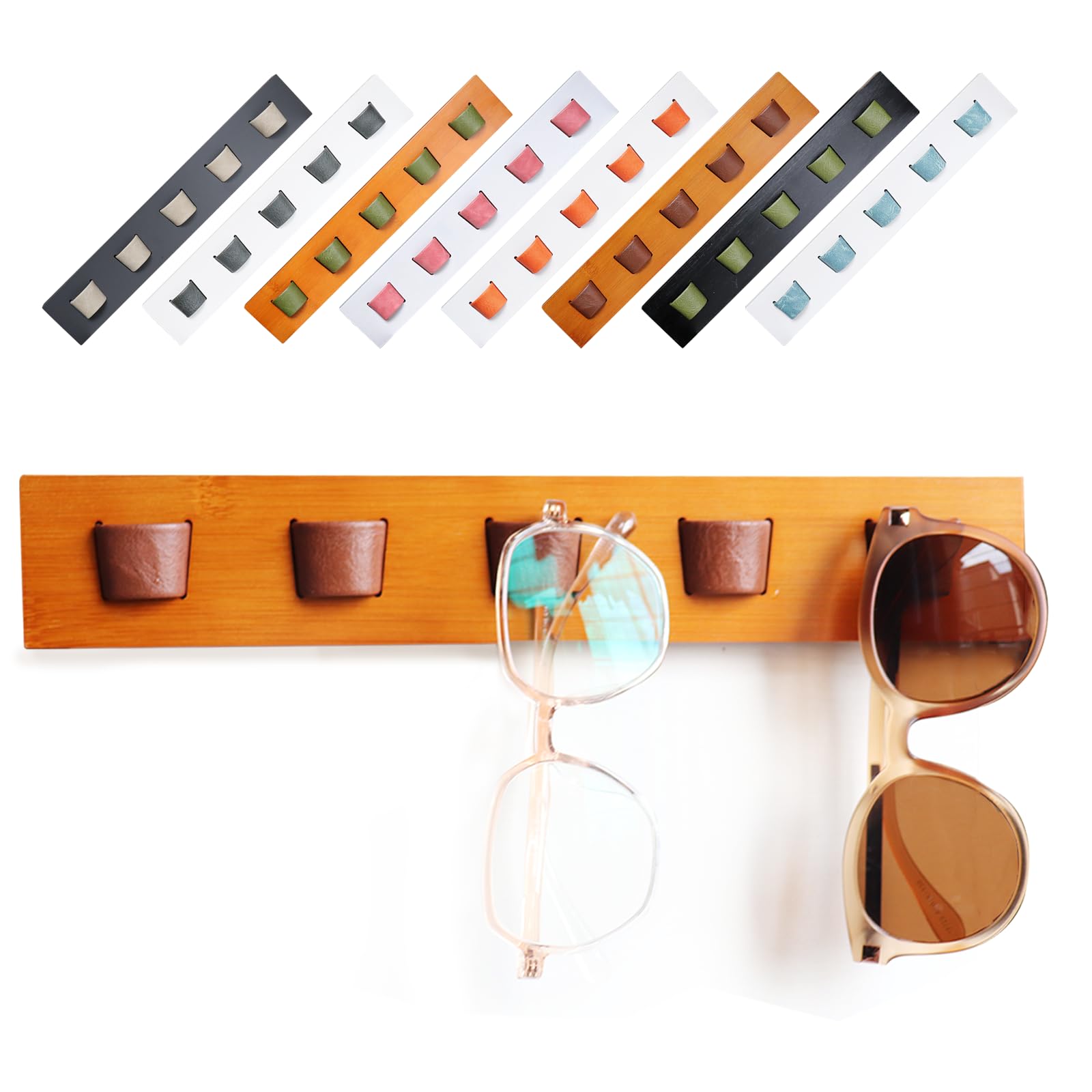 ACOCOFE Sunglass Organizer Glasses Holder,Wood Eyeglass Storage Holder,Sunglasses Rack Eyewear Display((Brown-brown)