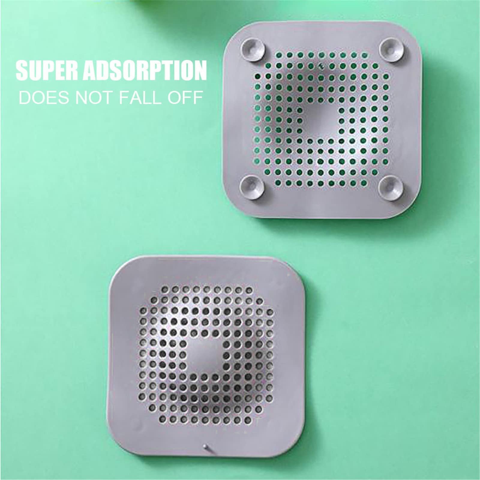 4 Pack Hair Catcher,Square Drain Cover for Shower Silicone Hair Stopper with Suction Cups Suit for Bathroom Bathtub Kitchen