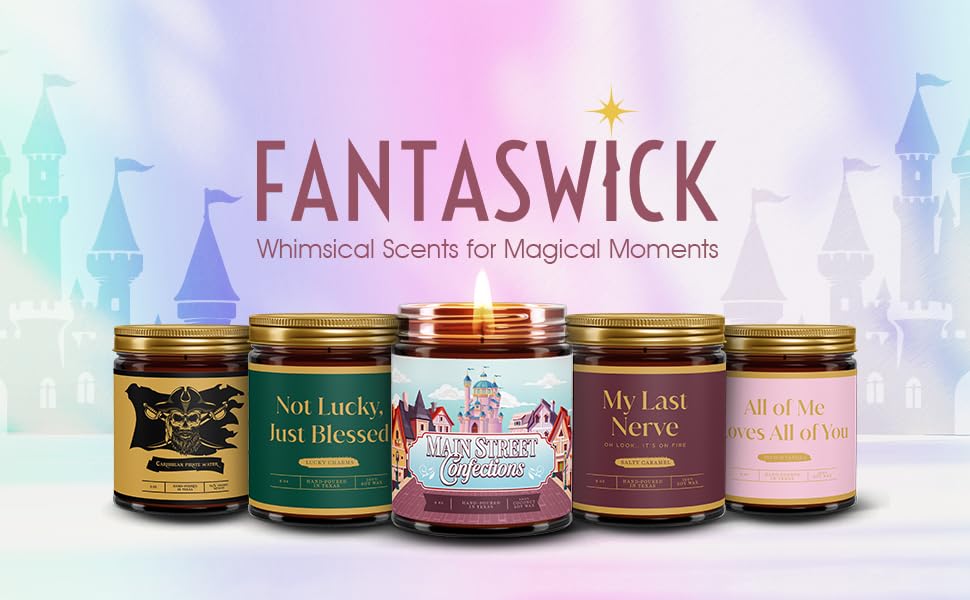 Fantaswick's Main Street Confections Candle | 100% Natural Coconut Soy Wax & Cotton Wick in Amber Candle Jar | Hand-Poured in Texas | 9oz