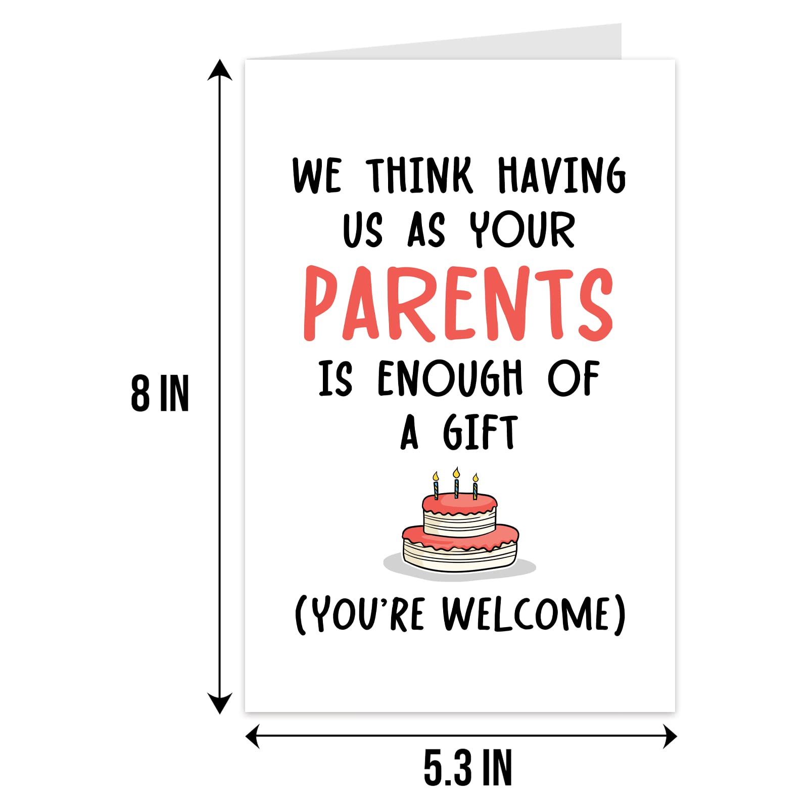 Qiliji Birthday Card for Son Daughter, Funny Birthday Card from Parents, Cheeky Bday Greeting Card for Kids, Having Us As Your Parents Is Enough Of A Gift