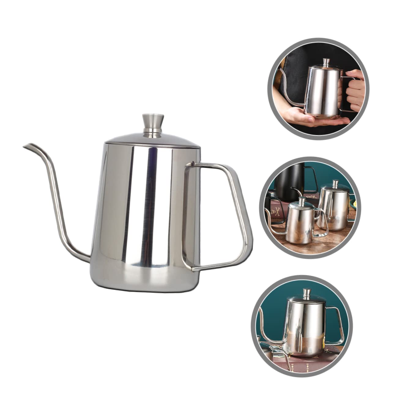 NUOBESTY 2pcs Coffee Pot Goose Neck Tea Pot Camping Coffee Maker Stainless Coffee Maker Coffee Maker Coffee Espresso Maker Kettle Stainless Steel Mini Office Accessories