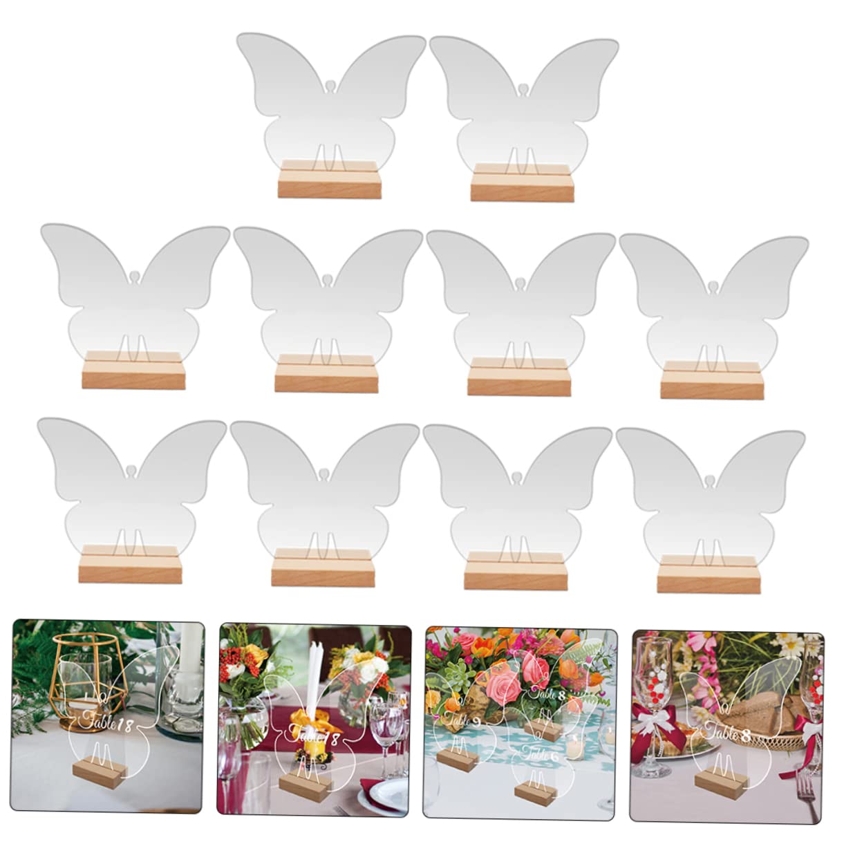 Wedding Decor 20 Sets Butterfly Seat Card Acrylic Table Three-Dimensional Transparent Mirror Wall Decor