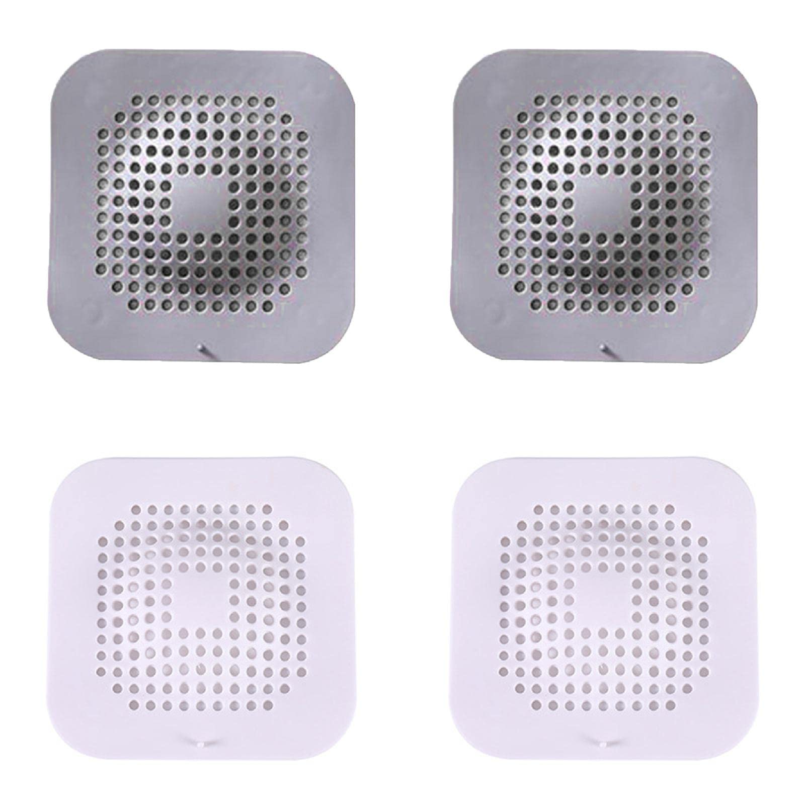 4 Pack Hair Catcher,Square Drain Cover for Shower Silicone Hair Stopper with Suction Cups Suit for Bathroom Bathtub Kitchen