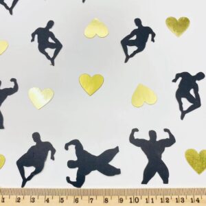 100 Pcs Male Dancers Glitter Table Confetti, Bachelorette Party Confetti Black and Gold Glitter Fiesta Confetti Bridal Shower Decor for Girls Night Out Pole Dance Party Confetti Decoration Supplies