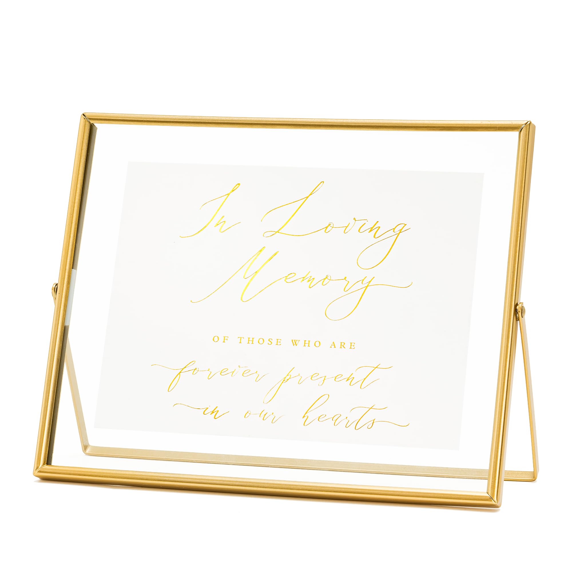 Calculs Horizontal Gold Floating Picture Frame In Loving Memory Wedding Display Signs Place Card/Menu Holder Party Décor for Reception Table Centerpiece 10"(L) x 8"(H)