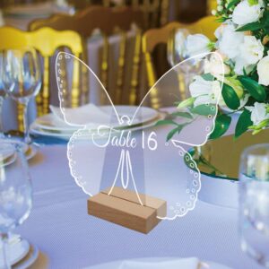 NUOBESTY Blank Table Signs 10 Sets Butterfly Table Placement Wedding Party Decorations Wedding Decorations Butterfly Table Sign Acrylic Table Sign Dining Room Table Decor Blank Flag Desk