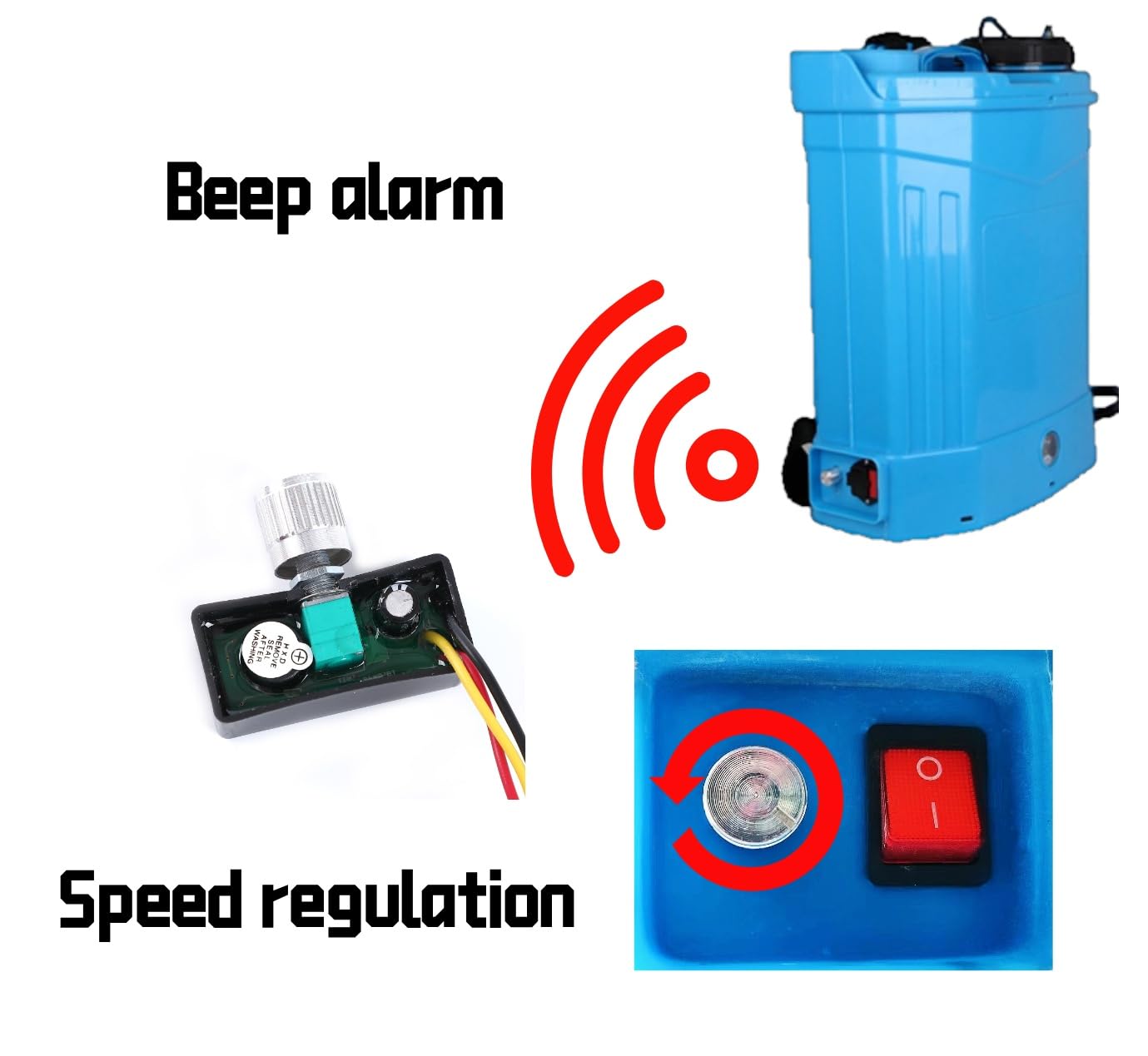 Adjustable Pressure Switch of Electric Spray, 12V Motor Speed Controller, Control Machine Rotation Speed, Suitable for Agriculture, Animal Husbandry, Fishery, Forestry (with Buzzer Alarm)