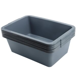 heihak 5 pack 8 l plastic bus tub, 8.5 qt 2.1 gallon grey commercial bus box utility tote bins, small rectangle utility storage dish tub wash basin for kitchen, restaurant, cafeteria