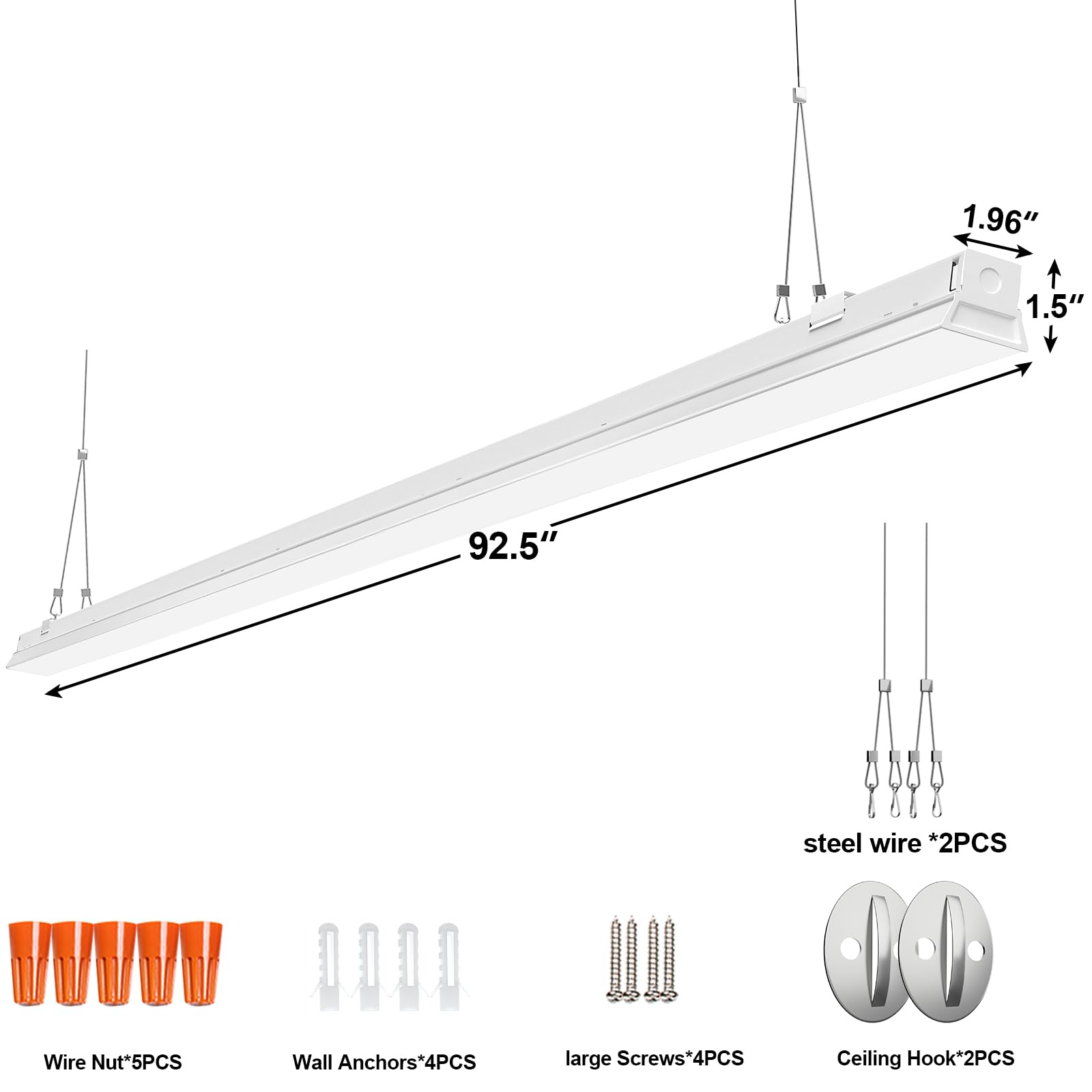 ANTLUX 8FT LED Shop Light Fixture, 110W LED Strip Light, 12200 LM, 5000K, 8 Foot LED Linear Lights, Linkable led Lighting for Garage Warehouse Workshop, Fluorescent Tube Replacement, 8 Pack