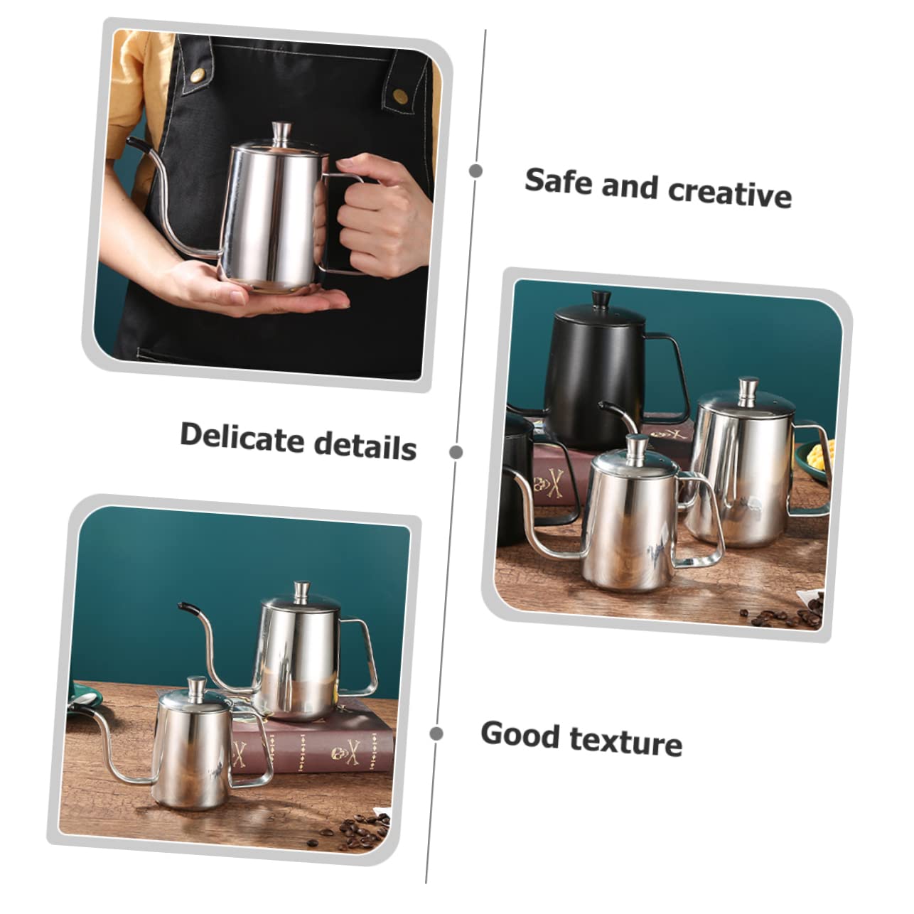 NUOBESTY 2pcs Coffee Pot Goose Neck Tea Pot Camping Coffee Maker Stainless Coffee Maker Coffee Maker Coffee Espresso Maker Kettle Stainless Steel Mini Office Accessories