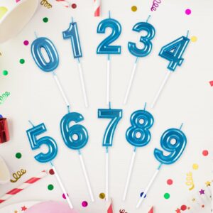 BEAN LIEVE Blue Number Candles - 10-Pcs Number Birthday Candles, Cake Number Candles, Numeral Birthday Candles, Numeric Candles Number 0 1 2 3 4 5 6 7 8 9 Used for Party Celebration