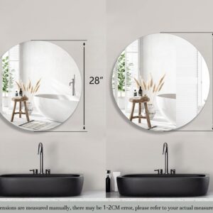 HESONTH Medicine Cabinet Round 28 Inch x 28 Inch Bathroom Cabinet Mirror, Circular Storage Cabinet Round Frameless Mirror Cabinet with Surface Mounted