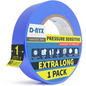 D-NYX Professional Painters Tape (60 Yards/Roll) Produces Sharp Lines | Blue Masking Tapes Residue-Free Multi-Surface Spray Paint Tape for Wall Renovation DIY Painting (1, 1 in x 60 yds)