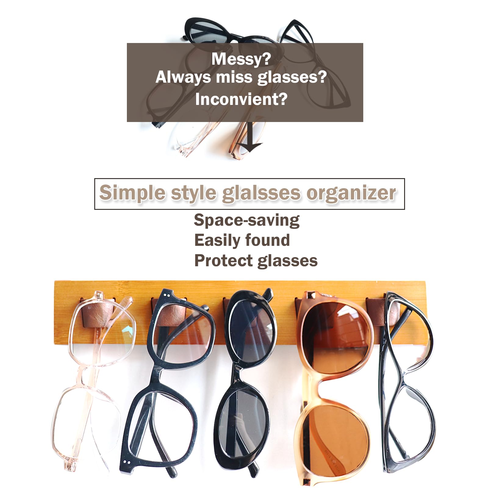 ACOCOFE Sunglass Organizer Glasses Holder,Wood Eyeglass Storage Holder,Sunglasses Rack Eyewear Display((Brown-brown)