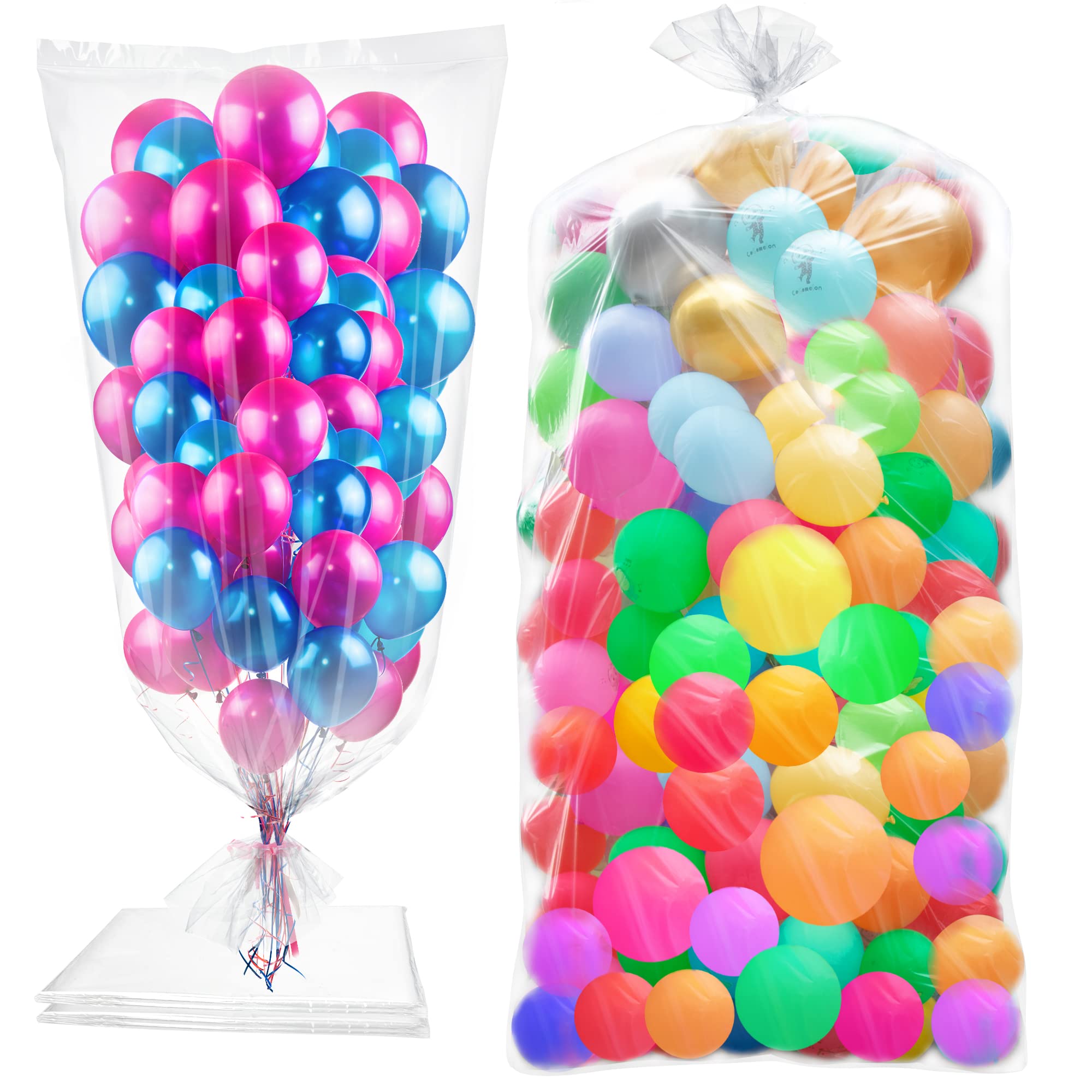 98.4 x 59 Inches Large Balloon Bags for Transport, Big Plastic Balloon Storage Bag,Clear Balloon Drop Bag, Giant Carrying Storage Bags for Wedding Birthday Party Supplies（2 Pack）