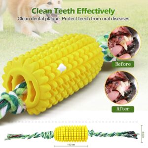 ETLIN Teeth Cleaning Chew Toys Dog Toothbrush Chew Toy Indestructible Dental Care Corn Shape Chew and Clean Teeth Dog Toys with Toothbrush Set Toys