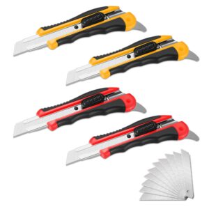 xw 4-pack 18mm snap-off blade box cutter, razor blade utility knife, extra 10 blades included