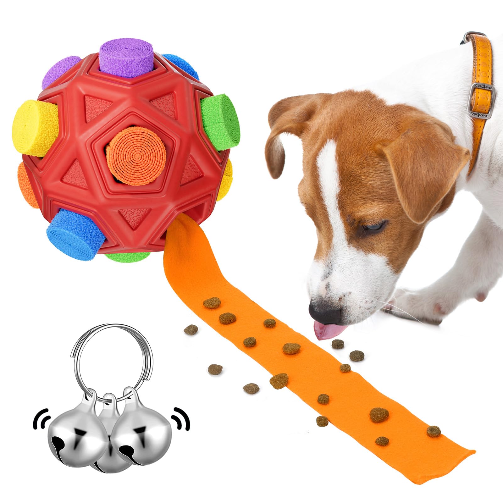 luckdoor Interactive Dog Toys Snuffle Ball Encourage Natural Foraging Skills,Slow Food Training to Relieve Boredom and Stimulating,Cloth Strip with Hidden Food Dog Puzzle Toys for Medium Small Dogs