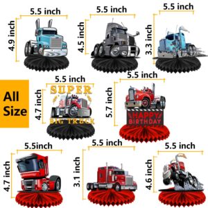 Heavy Trucks Semi Truck Happy Birthday Honeycomb Centerpieces Transportation Theme Decor for Men Boys 1st Birthday Party Supplies Baby Shower Decorations Photo Booth Props Favors