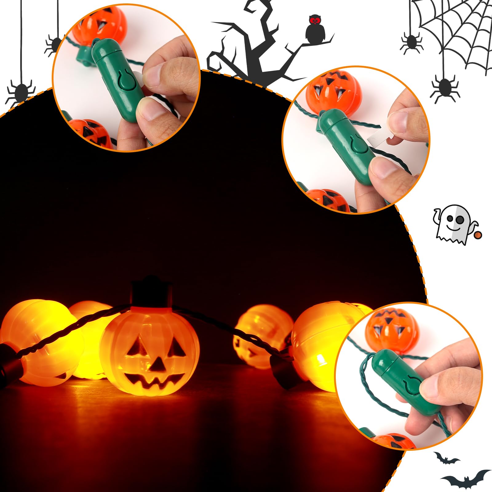 Shindel 2PCS Pumpkin Light Up Necklaces, Light Up Halloween Necklace Pumpkin Flashing Necklace Halloween Party Favors Trick or Treat