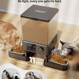 oneisall Automatic Cat Feeder for 2 Cats, 20 Cups/5L Automatic Cat Food Dispenser for Small Pets Indoor, Timed Cat Feeder for Dry Food