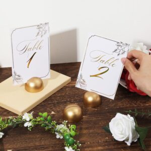 12pcs Round Table Number Stands, Modern Place Card Holders Table Number Clips Table Number Holders for Wedding Reception Anniversary Birthday Party Banquet (Gold)