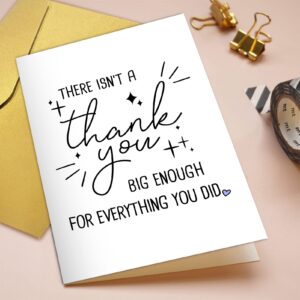 Qiliji Funny Thank You Card, Humor Appreciation Card for Women Men, There Isn't A Thank You Big Enough For Everything You Did