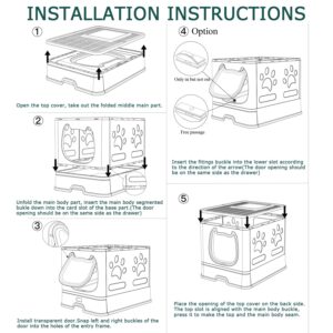 Pawsayes Cat Litter Box with Lid, Covered Top Entry Kitten Litter Pan for Small and Medium Cats, Anti-Splashing Kitty Potty with Slide-Out Litter Tray