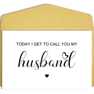 qiliji wedding day card for groom from bride, husband wedding day card, husband vow card, groom gift from bride, today i get to call you my husband card