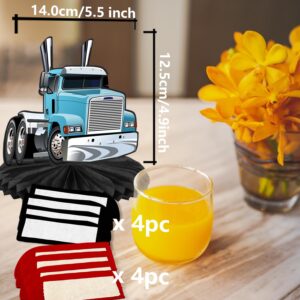 Heavy Trucks Semi Truck Happy Birthday Honeycomb Centerpieces Transportation Theme Decor for Men Boys 1st Birthday Party Supplies Baby Shower Decorations Photo Booth Props Favors