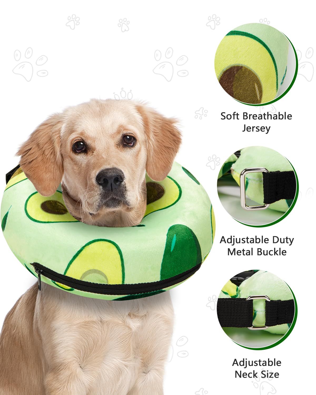 Dog Cone Collar for Small Medium Large Dogs for After Surgery, Pet Inflatable Neck Donut Collar Soft Protective Recovery Cone for Dogs and Cats - Alternative E Collar Does Not Block Vision - Green,L