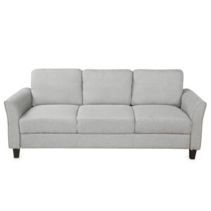 Harper&Bright Designs 3-Seat Sofa Living Room Linen Fabric Sofa Upholstered Sofa with Cushion Back (Light Gray)