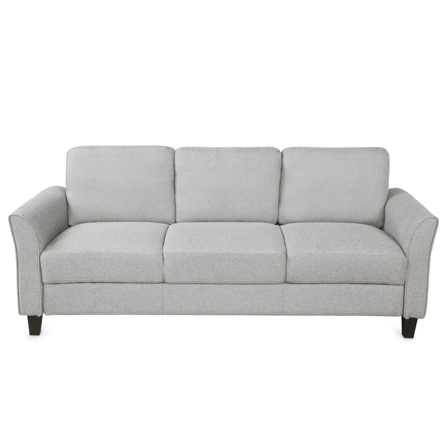 Harper&Bright Designs 3-Seat Sofa Living Room Linen Fabric Sofa Upholstered Sofa with Cushion Back (Light Gray)