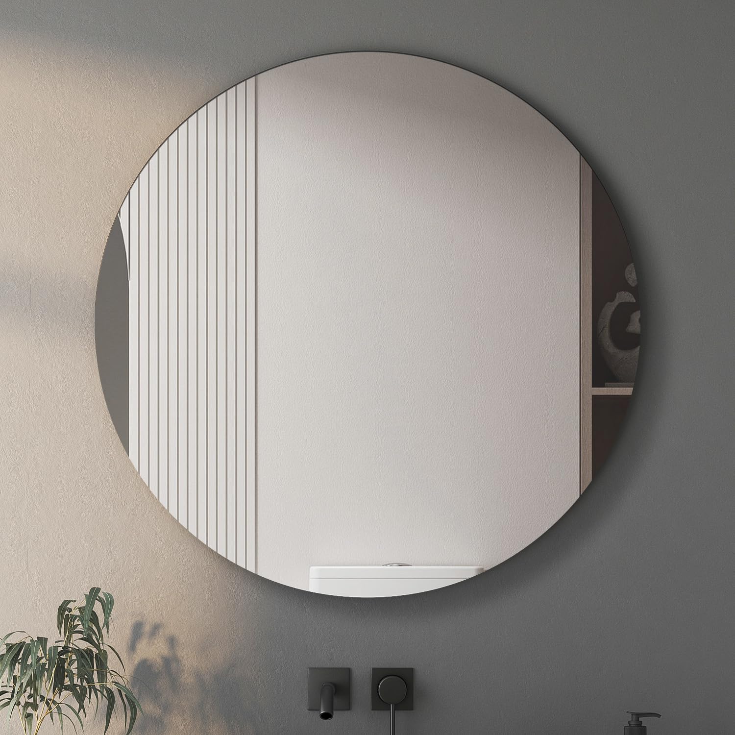 HESONTH Medicine Cabinet Round 28 Inch x 28 Inch Bathroom Cabinet Mirror, Circular Storage Cabinet Round Frameless Mirror Cabinet with Surface Mounted