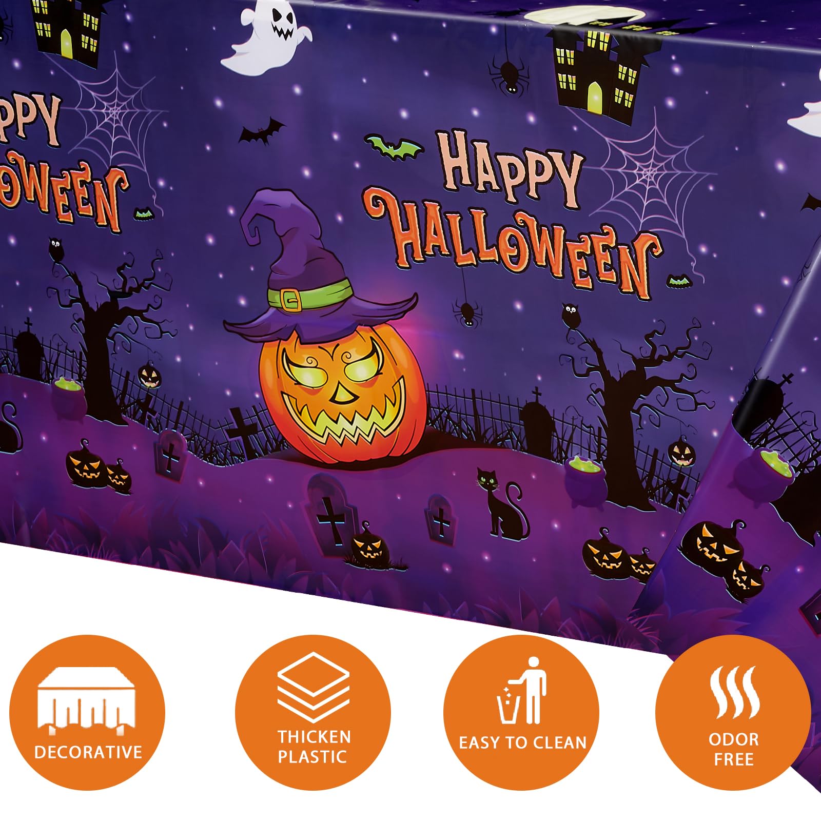 WERNNSAI Halloween Tablecloths 1 PC - Halloween Party Tablecloth Halloween Plastic Tablecloth 108" x54” Disposable Tablecloth Rectangular Tablecloth Waterproof Tablecloth Kids